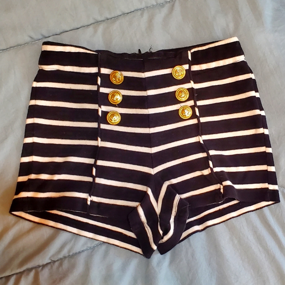 Striped High Waisted Shorts